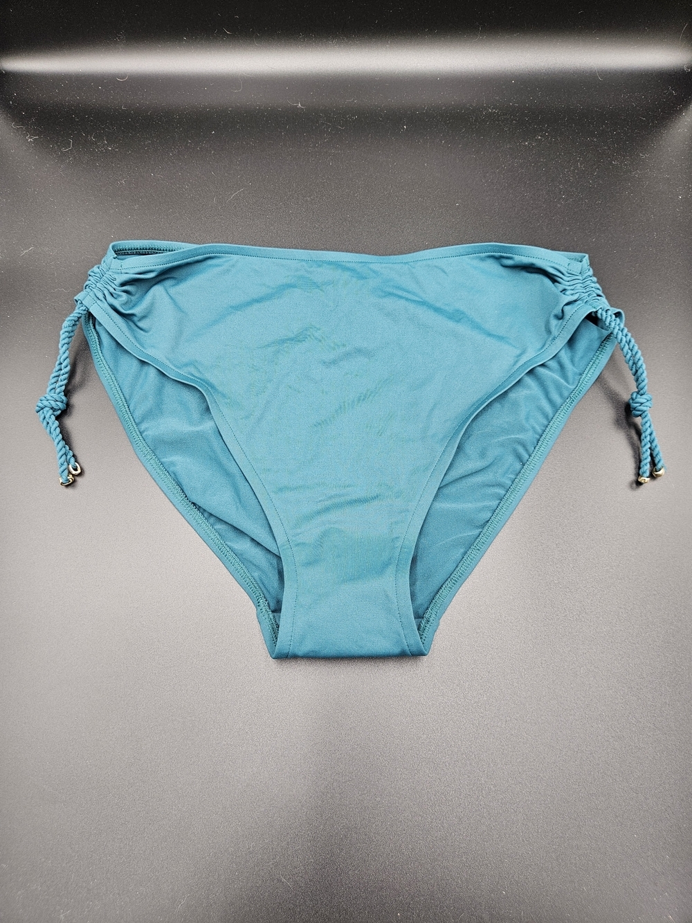 Lise Charmel Teal Side Tie Bikini Bottoms Size M Adjustable Ruched Sides NWT